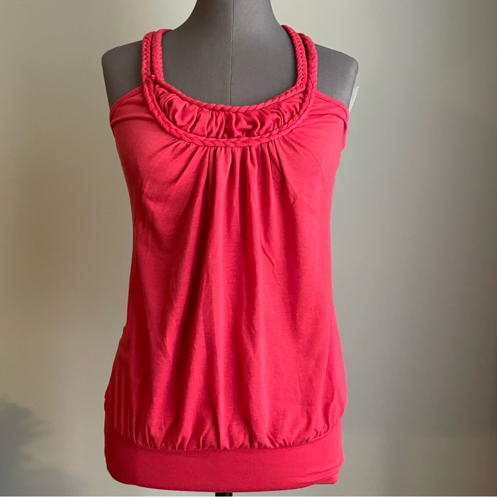Red halter tank top